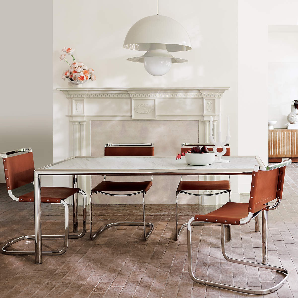 CY METAL AND MARBLE DINING TABLE