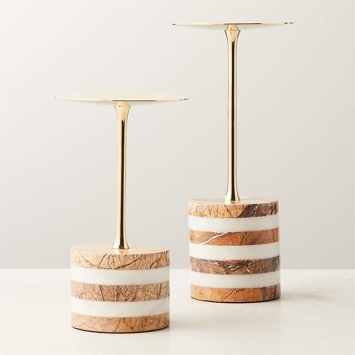 STACKED MARBLE CANDLE STANDS